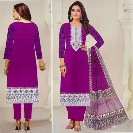 Unstitch Ladies Three Piece_Purple